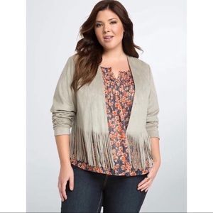 TORRID Fringe Faux Suede Jacket Size 1X